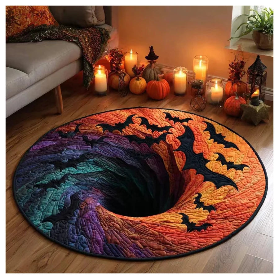 Front view of the Duskwing Illusion Rug, showing its printed 3D illusion design