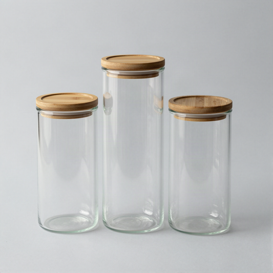 Glass Storage Jar Set with Bamboo Lids