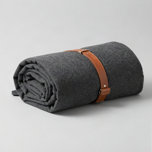 Wool Travel Blanket with Carry Strap